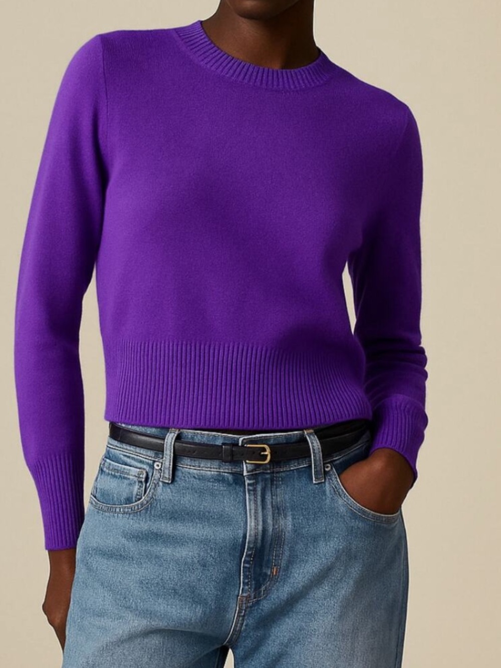 J. Crew Cashmere Shrunken Crewneck Sweater - Purple Dark Iris size M